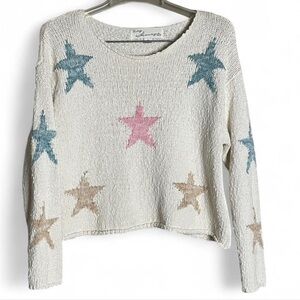 Vintage Havana Cream Multi-Colored Star Knit Cotton Sweater Women’s S